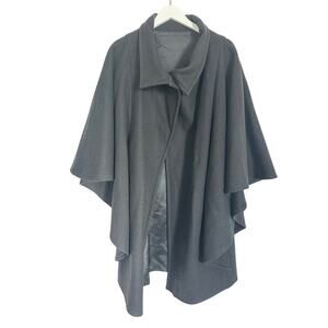 Basile Size 8 Women Cascading Cape Vintage Heavy Black Coat Quiet Luxury Winter